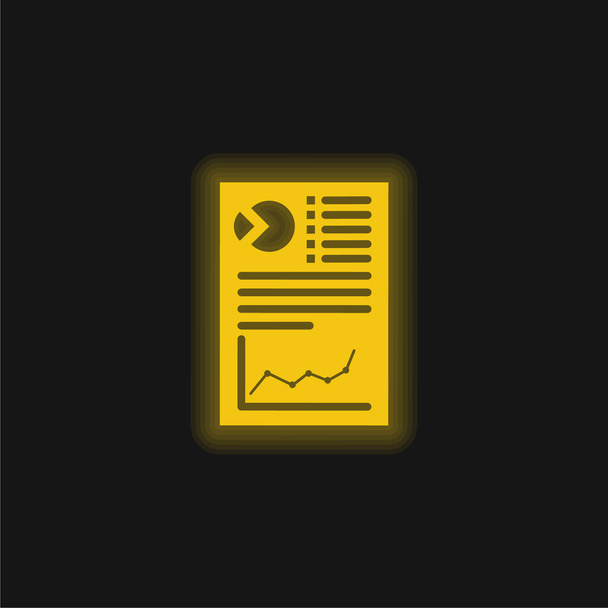 Icona al neon giallo brillante Analytics - Vettoriali, immagini