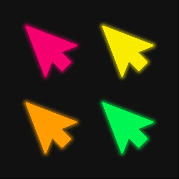 Nyíl mutató négy szín izzó neon vektor ikon - Vektor, kép