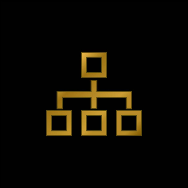 Блок Схема чотирьох квадратів Начерки золотистої металевої піктограми або вектора логотипу
 - Вектор, зображення