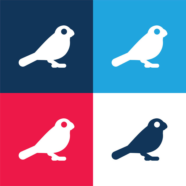 Kuş mavi ve kırmızı dört renk minimal simge kümesi - Vektör, Görsel