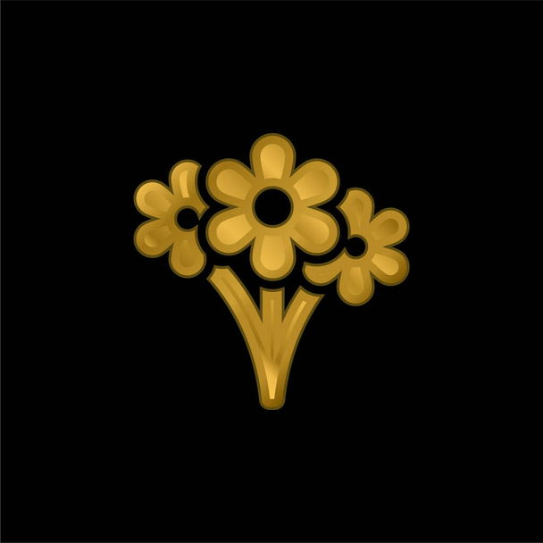 Bouquet chapado en oro icono metálico o logo vector - Vector, imagen