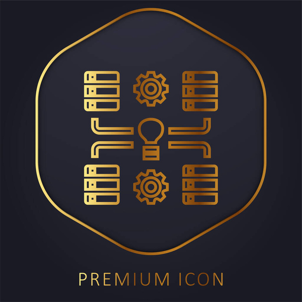 Big Data linha dourada logotipo premium ou ícone - Vetor, Imagem