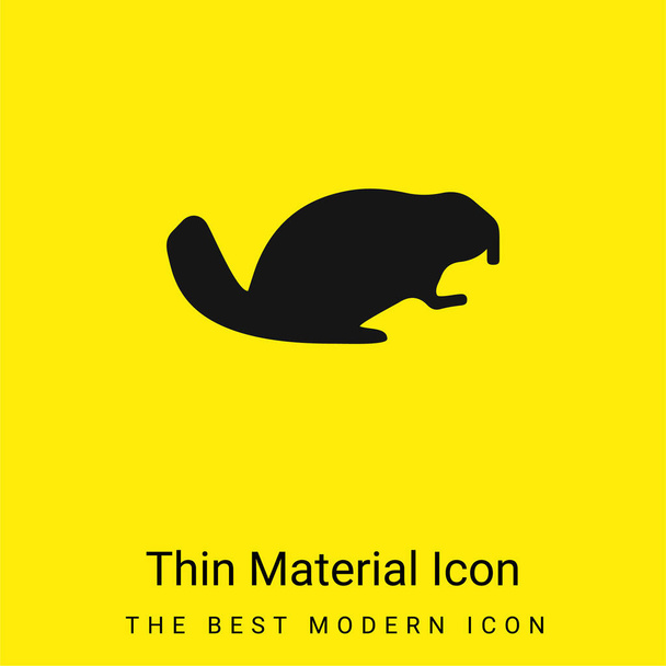 Beaver Facing Icono de material amarillo brillante mínimo derecho - Vector, Imagen