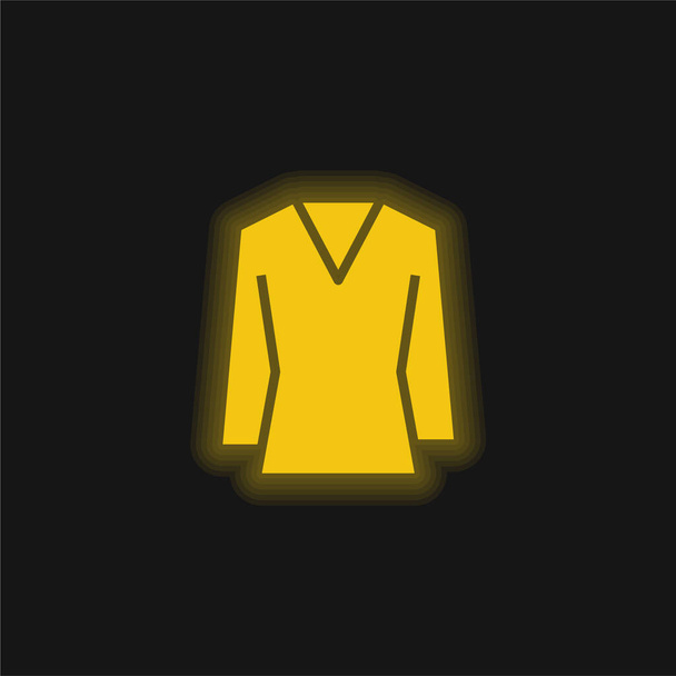 Blusa amarelo brilhante ícone de néon - Vetor, Imagem