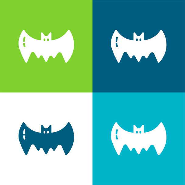 Bat Flat четыре цвета минимальный набор значков - Вектор,изображение