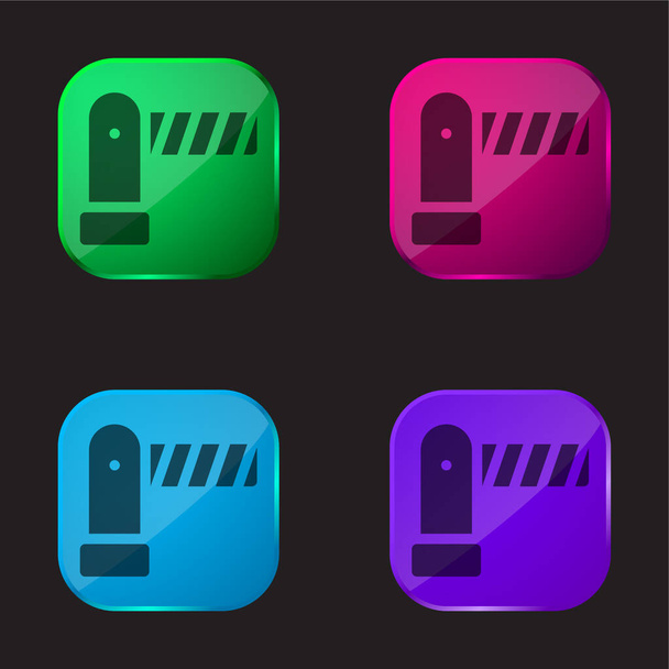 Barriera quattro colori icona pulsante di vetro - Vettoriali, immagini