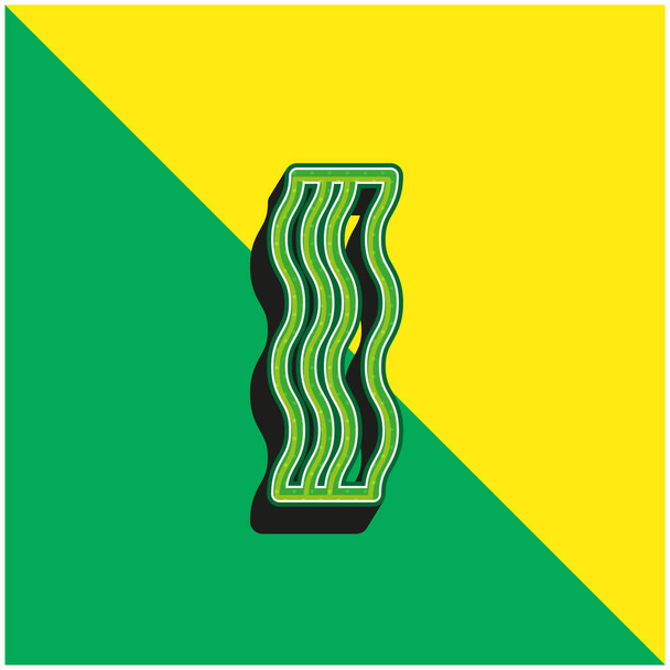 Bacon Strip Groen en geel modern 3D vector icoon logo - Vector, afbeelding