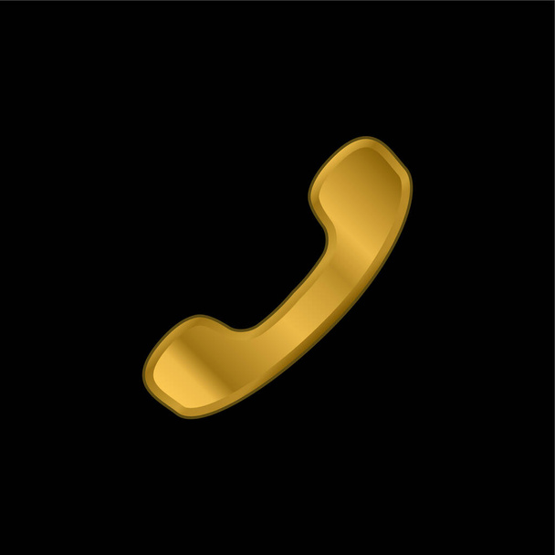 Μαύρο τηλέφωνο Auricular επίχρυσο μεταλλικό εικονίδιο ή το λογότυπο διάνυσμα - Διάνυσμα, εικόνα