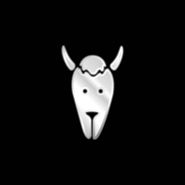 Tête de bison icône métallique argentée - Vecteur, image