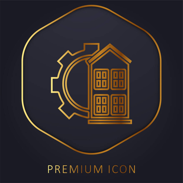 Architectonic golden line premium logo or icon - Vector, Image