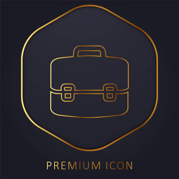 Maletín de línea dorada logotipo premium o icono - Vector, imagen