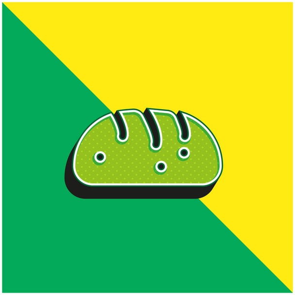 パン緑と黄色の現代的な3Dベクトルアイコンのロゴ - ベクター画像