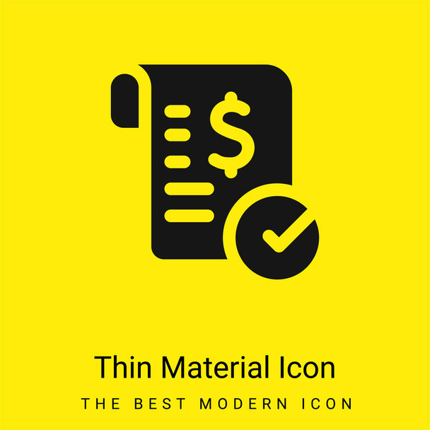 Bill minimaal helder geel materiaal icoon - Vector, afbeelding