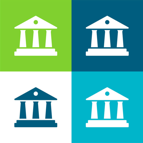 Τράπεζα Επίπεδη τέσσερις χρώμα ελάχιστο σύνολο εικονιδίων - Διάνυσμα, εικόνα