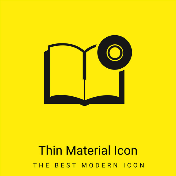 Book And Cd minimum ярко-желтый материал значок - Вектор,изображение