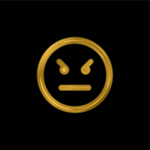 Angry Emoticon Square Face vergulde metalen icoon of logo vector - Vector, afbeelding