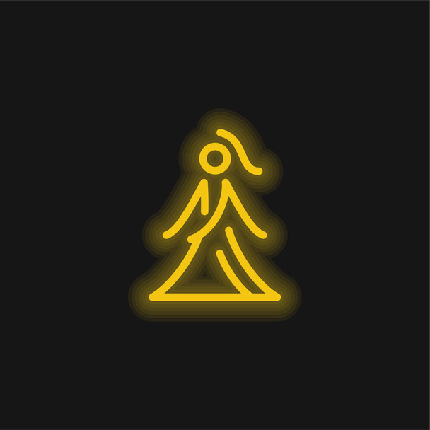 Bride With Dress yellow glowing neon icon - Vector, Image