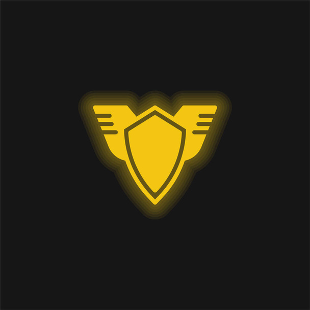 Abzeichen gelb leuchtende Neon-Symbol - Vektor, Bild