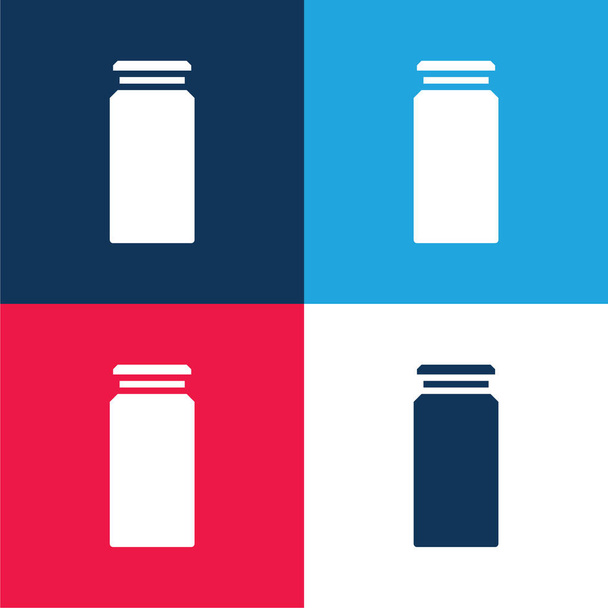 Μπουκαλάκι μπλε και κόκκινο τέσσερις χρώμα ελάχιστο σύνολο εικονίδιο - Διάνυσμα, εικόνα