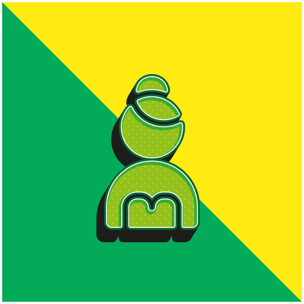 Ballerina Logo icona vettoriale 3D moderna verde e gialla - Vettoriali, immagini