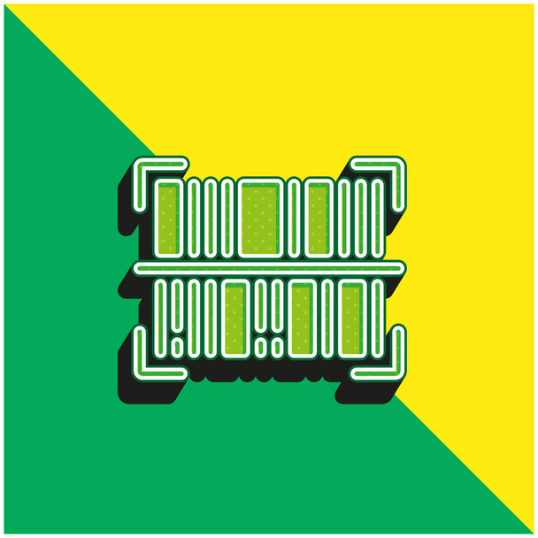 Barkod Yeşil ve Sarı Modern 3D vektör simgesi logosu - Vektör, Görsel
