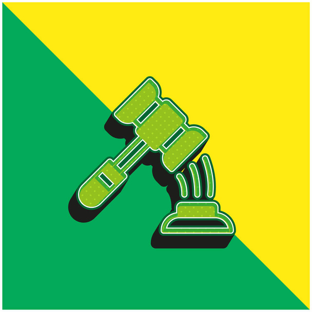 Auction Green and yellow modern 3d vector icon logo - Vector, Image