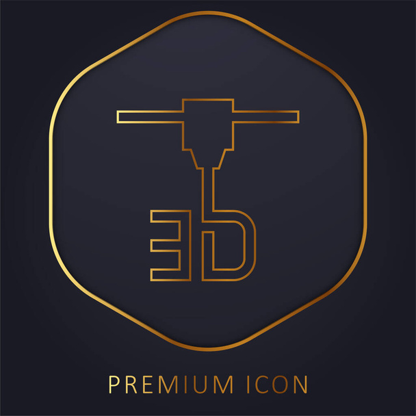 Impresora 3d línea de oro logotipo premium o icono - Vector, Imagen