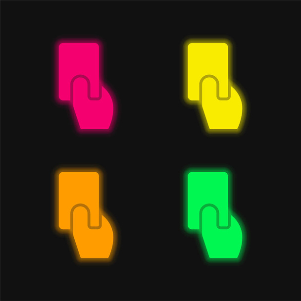 Mezi čtyři barvy zářící neonový vektor ikona - Vektor, obrázek