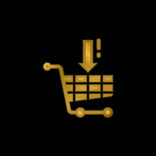 Add To Cart gold plated metalic icon or logo vector - Vector, Image