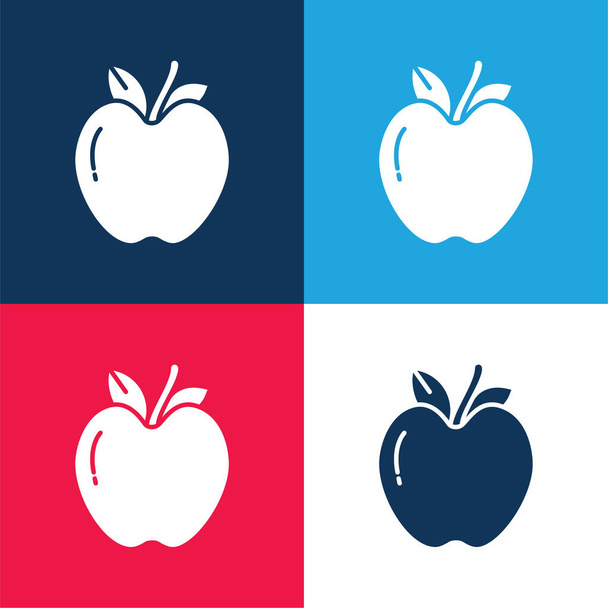 Apple kék és piros négy szín minimális ikon készlet - Vektor, kép