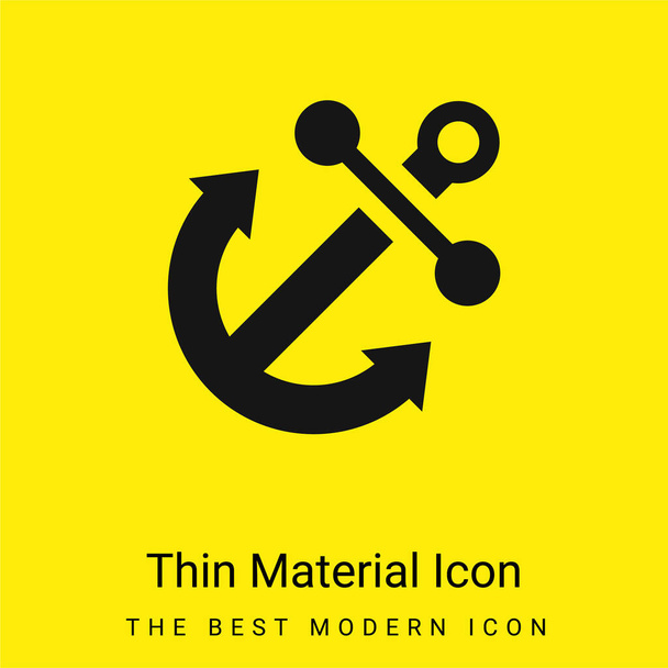 Ancla mínimo icono de material amarillo brillante - Vector, Imagen