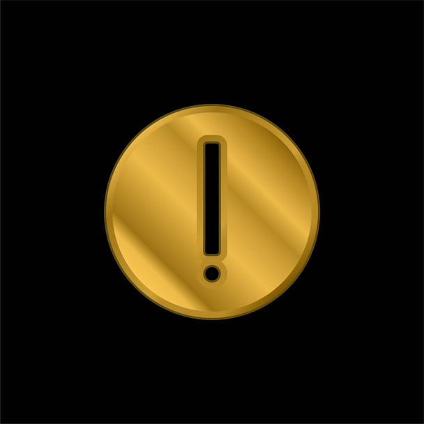 Attention gold plated metalic icon or logo vector - Vector, Image