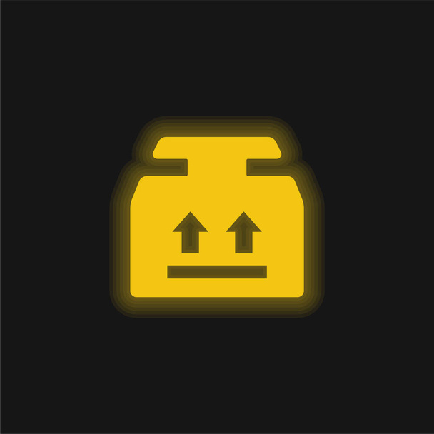 Box gelb leuchtende Neon-Symbol - Vektor, Bild