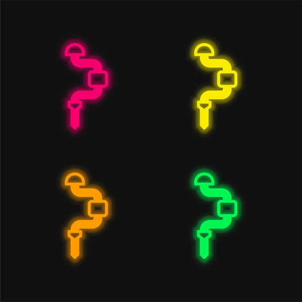 Brace quattro colori luminosi icona vettoriale al neon - Vettoriali, immagini