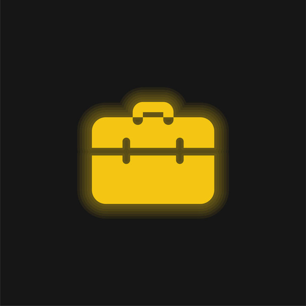Aktentasche gelb leuchtende Neon-Symbol - Vektor, Bild