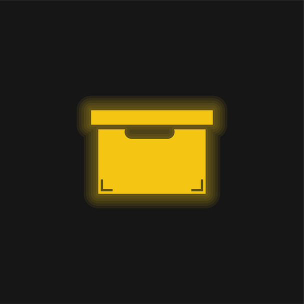 Scatola nera per lo stoccaggio e l'organizzazione delle cose icona al neon giallo incandescente - Vettoriali, immagini