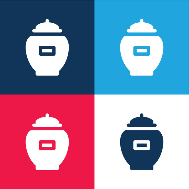 Set icona minimale di quattro colori blu cenere e rosso - Vettoriali, immagini