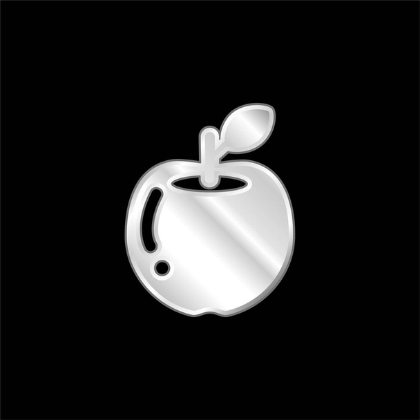 Яблочный серебряный металлический значок - Вектор,изображение