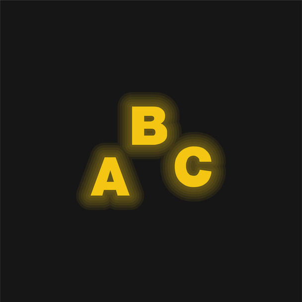 Abc教育黄色輝くネオンアイコン - ベクター画像