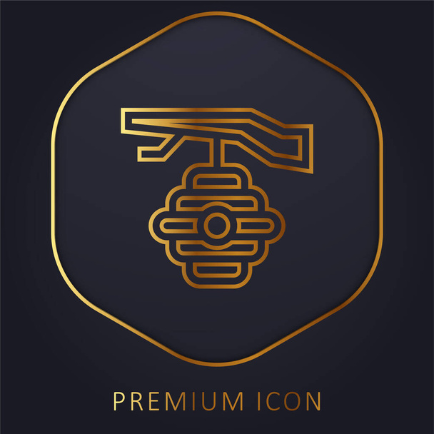 Beehive golden line premium logo or icon - Vector, Image