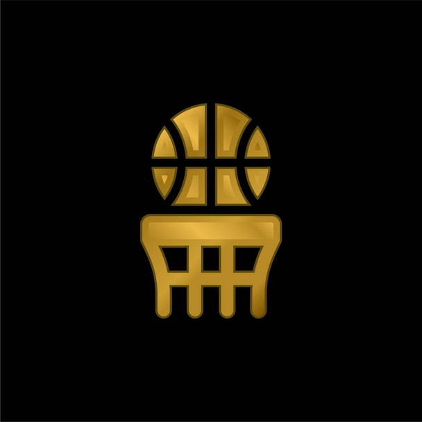 Basquete banhado a ouro ícone metálico ou vetor logotipo - Vetor, Imagem