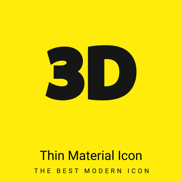 3D Text minimal bright yellow material icon - Vector, Image