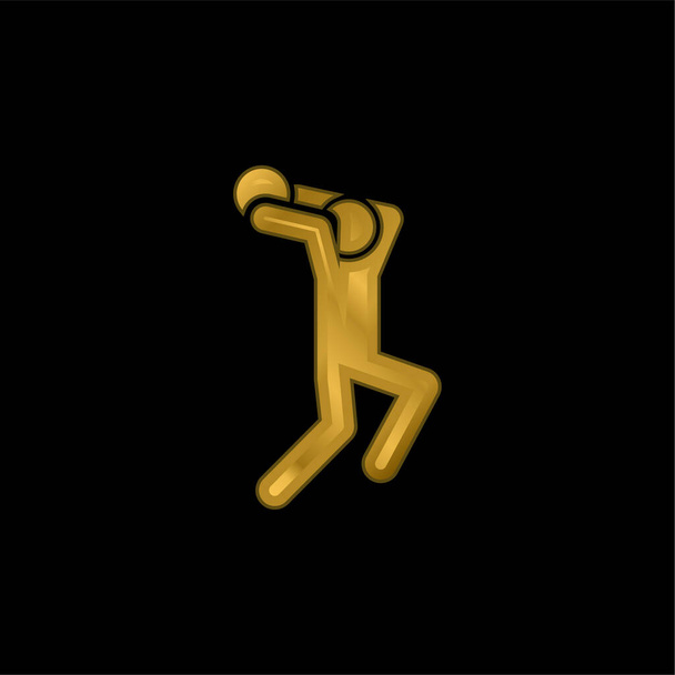 Jugador de baloncesto chapado en oro icono metálico o logo vector - Vector, imagen