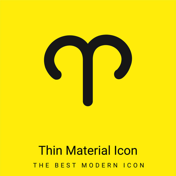 Aries Sign minimal bright yellow material icon - Vector, Image