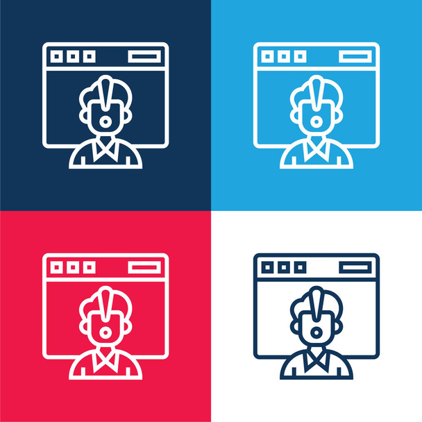 Access Denied blue and red four color minimal icon set - Vector, Image