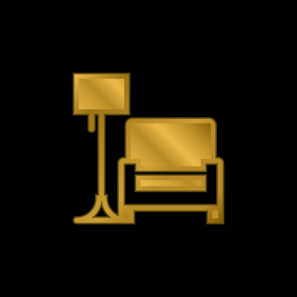 Pozlacená kovová ikona nebo vektor loga křesla - Vektor, obrázek