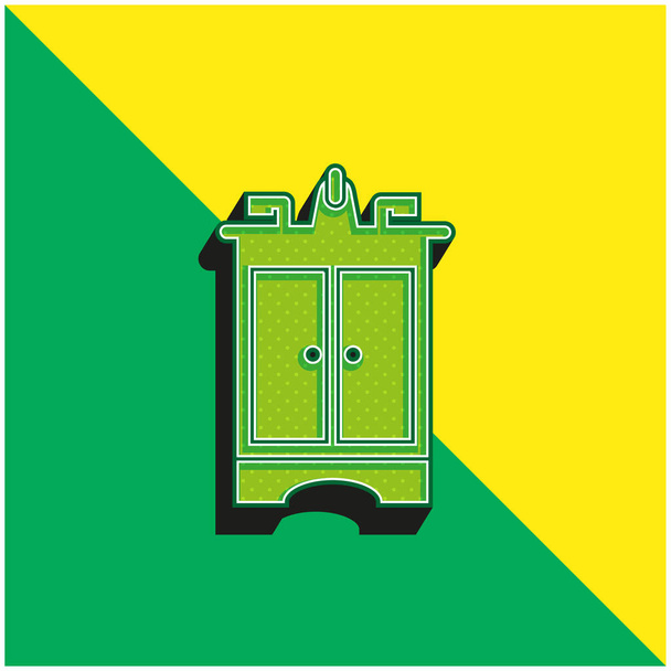 Badkamer Meubilair Groen en geel modern 3D vector pictogram logo - Vector, afbeelding