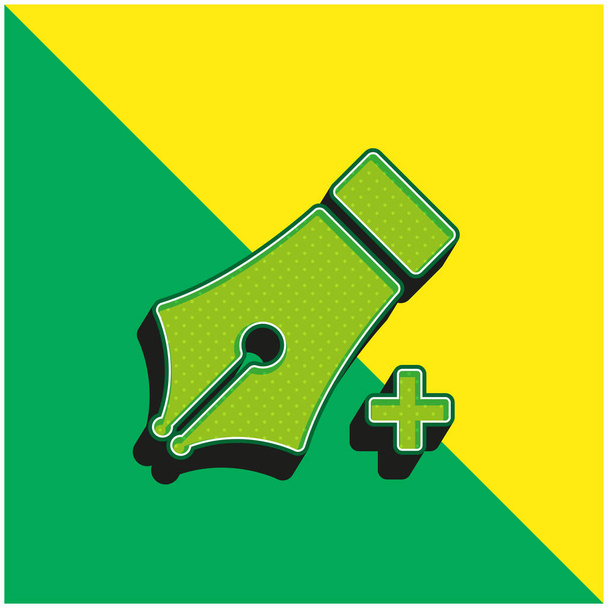 Dodaj z długopisem narzędzie Zielony i żółty nowoczesny ikona wektora 3d logo - Wektor, obraz