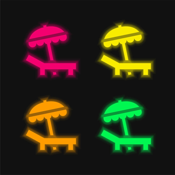Ranta neljä väriä hehkuva neon vektori kuvake - Vektori, kuva