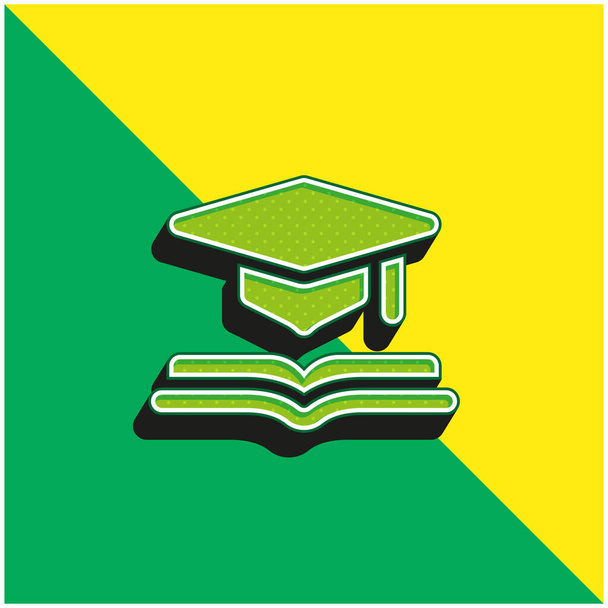 Ακαδημαϊκό Πράσινο και κίτρινο σύγχρονο 3d διάνυσμα εικονίδιο λογότυπο - Διάνυσμα, εικόνα
